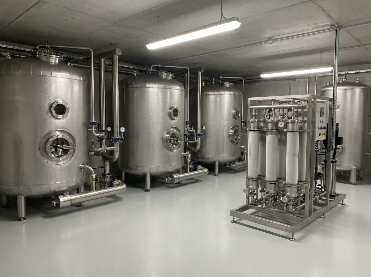 Ethanol wash tanks and a chilled filtration rig in a floral extraction plant